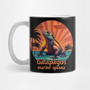 Galapagos marine iguana retro sunset vintage Mug